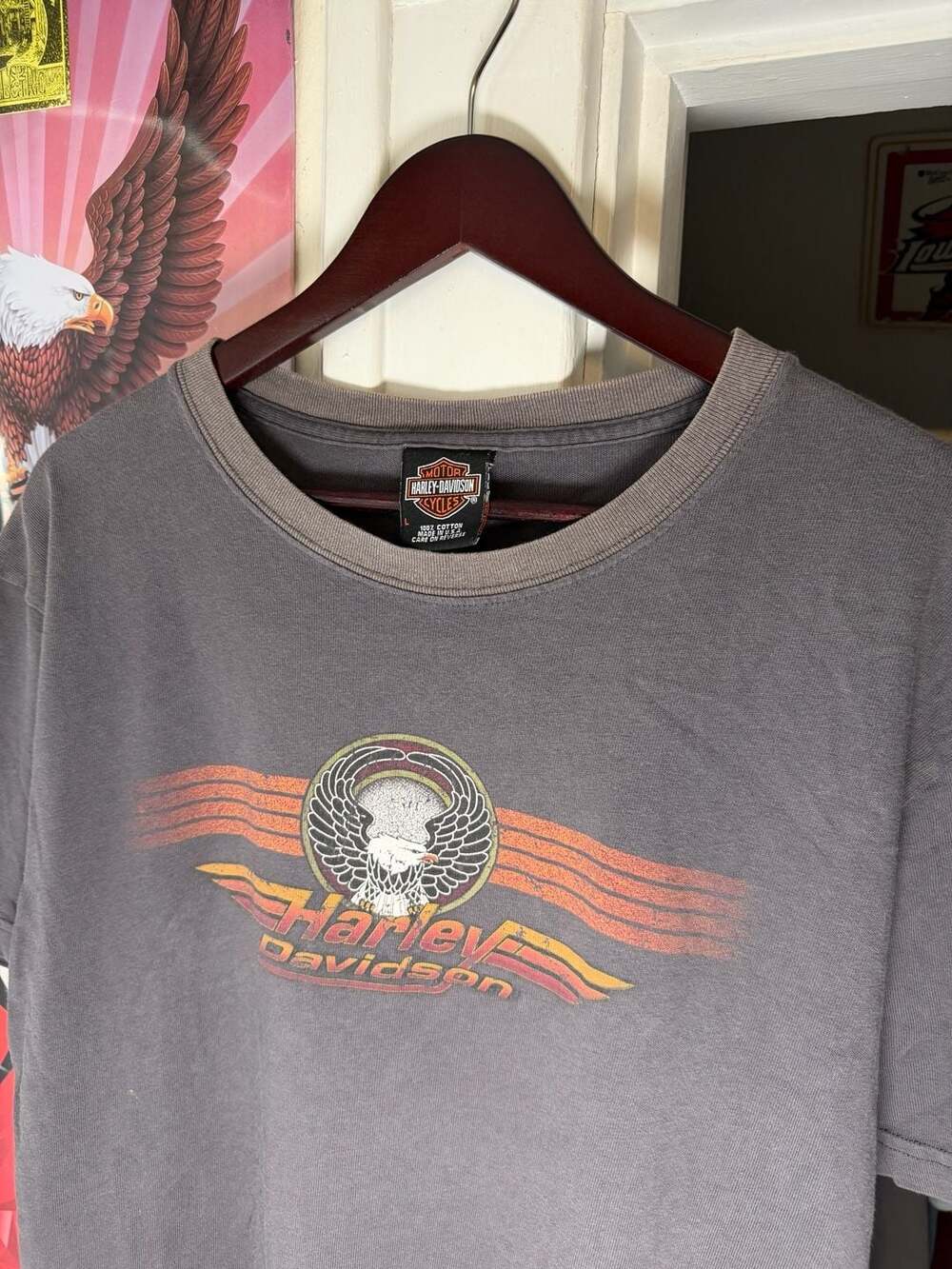 Vintage Harley-Davidson Grey Eagle Graphic T-Shirt Size L